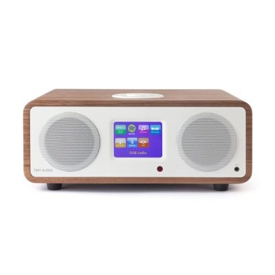 Tiny Audio Stereo DAB/DAB+/Internett radio i walnut/white sett forfra
